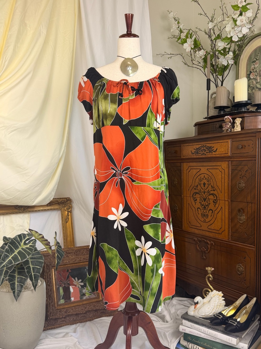 Pumehana Tropical Floral Made in Hawaii Muumuu Tent Dress Summer Vacation
